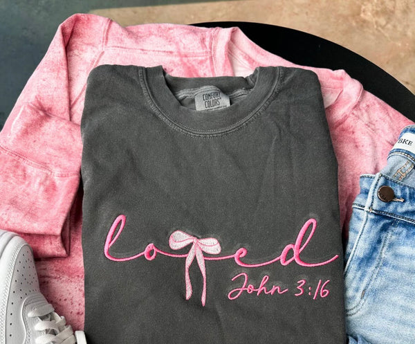 Short Sleeve Embroidered Love - John 3:16