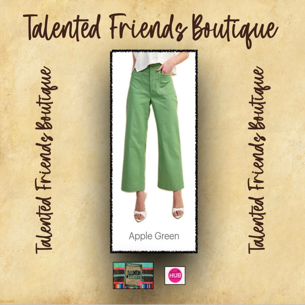 Miss Take A Guess Cropped Pant - Apple Green