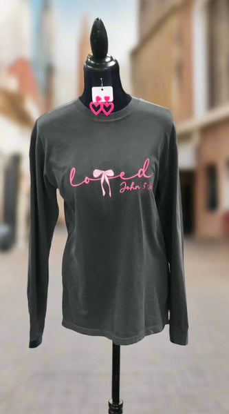 Long Sleeve Embroidered Love with Bow  - John 3:16