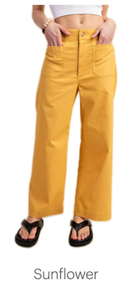 Miss Take A Guess Cropped Pant - Sunflower