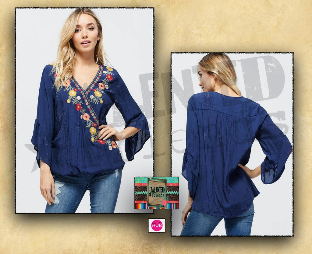 Miss Embroidered Wrap Front