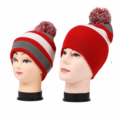 Holiday Shopping Special Pom Pom Striped Beanie